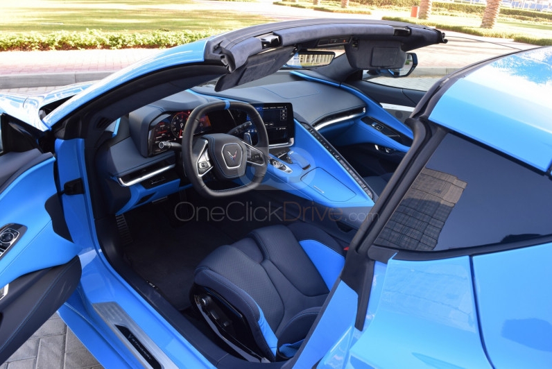 Blue Chevrolet Corvette C8 Stingray Convertible 2020